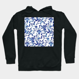 Blue Floral Pattern Hoodie